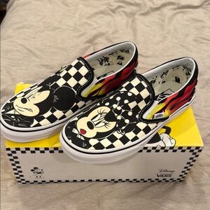 Vans Disney Checkered Slip-On Shoes with Mickey and Minnie